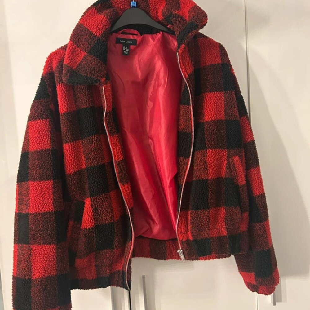 Check Teddy Jacket - Grey